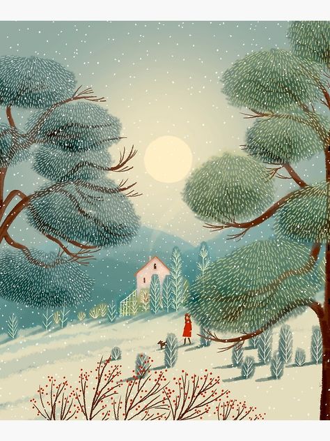 Jane Newland, Winter Szenen, Winter Illustration, People Walking, Winter Walk, Winter Art, Naive Art, Art Portfolio, Whimsical Art