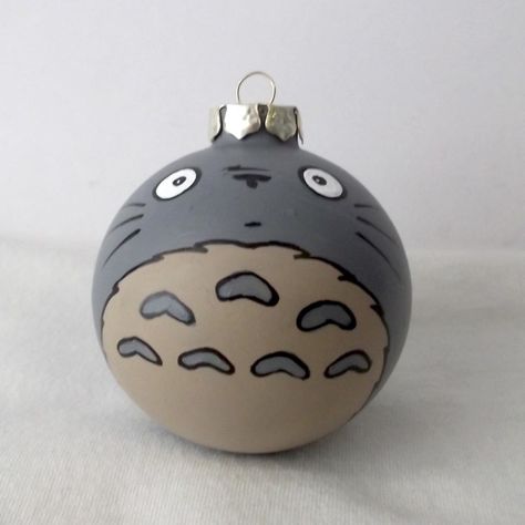 My neighbor Totoro by Ginger Pots Totoro Merch, Painting Glass Ornaments, Totoro Crafts, Anime Ornaments, Studio Ghibli Crafts, Painting Ornaments, Nerdy Christmas, Christmas Merch, Geek Christmas