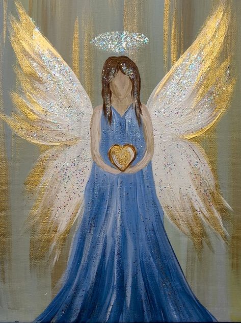 Paint Angels Canvas, Whimsical Angel Paintings, Angels Acrylic Paintings, Angel Artwork Painting, Angel Watercolor Paintings Easy, How To Paint Angels Step By Step, Acrylic Painting Angel, Christmas Angel Painting Easy, Acrylic Angel Painting Easy