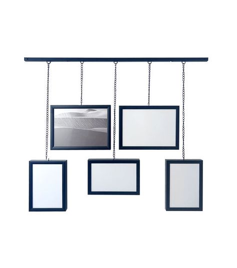 5ct Black Metal Chain Hanging Gallery Frame Set by Place & Time Curtain Rod Picture Hanger Wall Hangings, Hanging Multiple Pictures, Picture Rail Hanging, Cool Picture Frames, Hanging Gallery Wall, Upcycle Frames, Fall Reception, Frames For Pictures, Gallery Frame Set