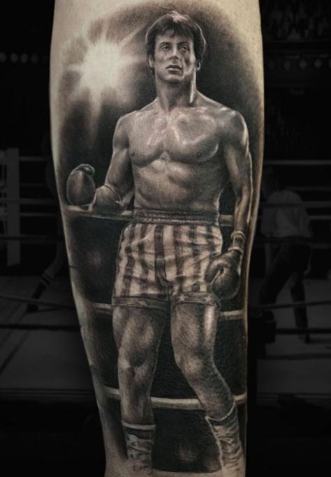 Movie Tattoos | InkStyleMag Movie Tattoo Sleeve, Rocky Balboa Tattoo Ideas, Rocky Balboa Tattoo, Rocky Tattoo, Creed Movie, Marine Corps Veteran, Army Tattoos, Boxing Images, Movie Tattoo