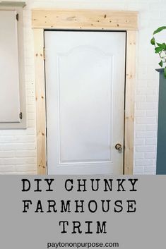 Baseboards And Trim Diy, Rustic Doorway Trim, Trim Around Interior Doors, Trim Diy Baseboard, Farmhouse Door And Window Trim, Diy Farmhouse Door Trim, Farmhouse Door Trim Ideas Interior, Farmhouse Ceiling Trim Ideas, Doorway Trim Ideas Farmhouse