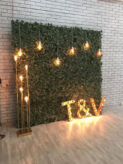 Greenery Wedding Ideas, Hanging Bulbs, Led Letters, Greenery Backdrop, Deco Champetre, Wedding Greenery, Wedding Backdrop Decorations, Wedding Stage Decorations, Classic Wedding Dress