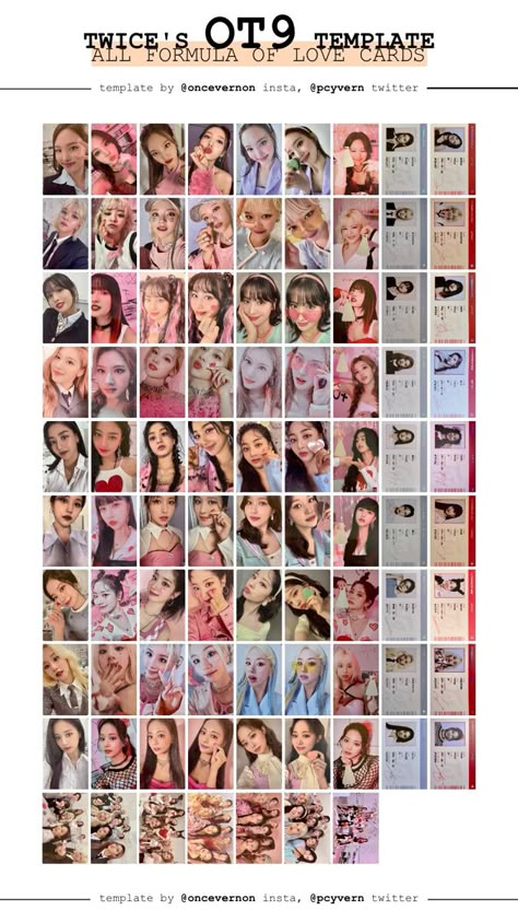 All formula of love(twice) photocards Twice Formula Of Love, Twice Pc, Twitter Template, Twice Photocard, Photocards Twice, Formula Of Love, Photocards Kpop, Photocard Collection, Pc Template