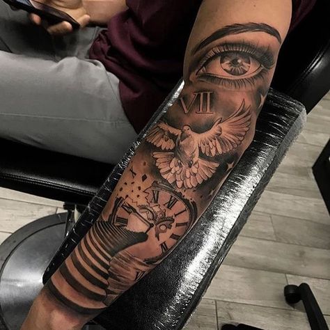 Tiger Tattoo Sleeve, Dove Tattoo Design, Dove Tattoos, Lion Tattoo Sleeves, Dove Tattoo, Men Tattoos Arm Sleeve, Forearm Sleeve, Forarm Tattoos, Forearm Sleeve Tattoos