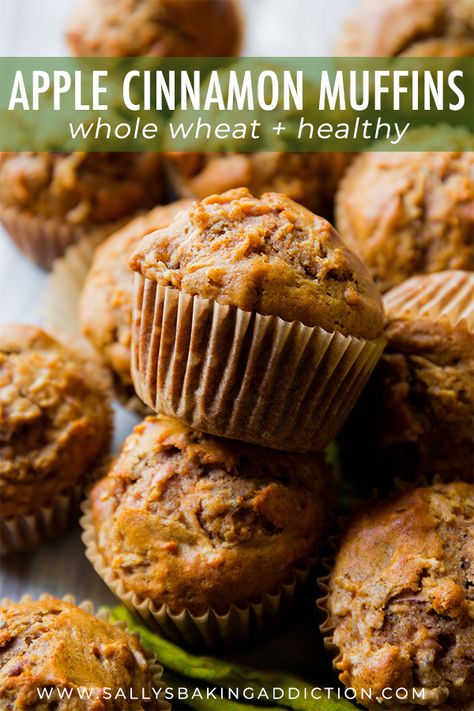 Apple Muffins Healthy, Whole Wheat Muffins, Pastas Recipes, Apple Recipes Easy, Apple Cinnamon Muffins, Simple Muffin Recipe, Sally's Baking, Cinnamon Muffins, Healthy Muffin Recipes