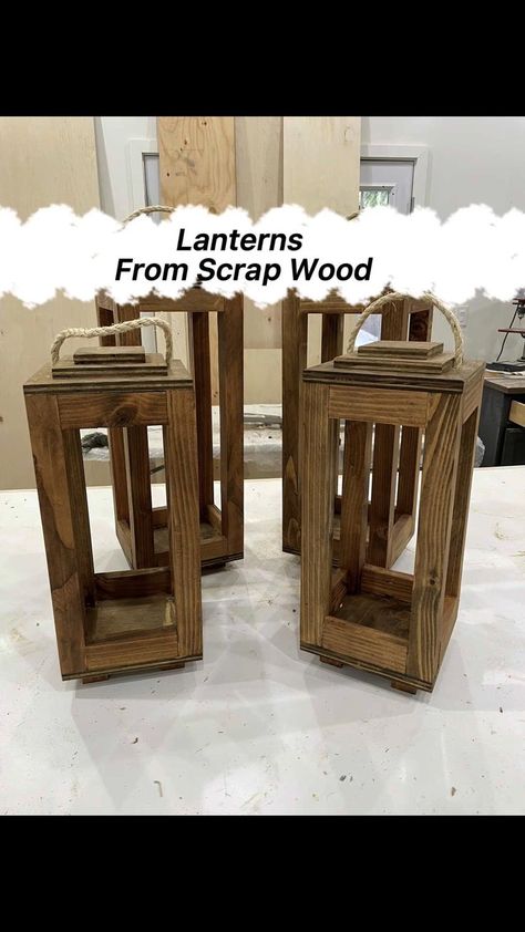 Wooden Lanterns Diy, Wood Lanterns, Rustic Wood Lanterns, Scrap Wood Crafts, Deco Champetre, Wood Lantern, Front Porch Christmas Decor Ideas, Porch Christmas Decor Ideas, Porch Christmas Decor