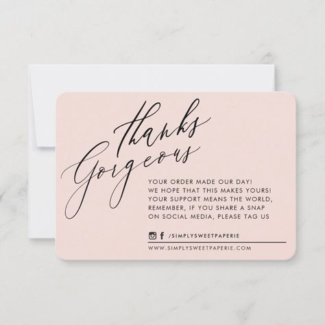 BUSINESS THANK YOU chic calligraphy blush pink | #modern #business #logo #insert #customer #elegant #trendy #pretty #beauty #gorgeous Poshmark Thank You Note Ideas, Thank You Notes For Customers Small Business, Thank You Messages For Customers, Thank You Notes For Customers Cute Ideas, Thank You Cards Messages Business, Thank You Notes For Customers, Thank You Cards Messages, Thank You Card Sample, Depop Selling