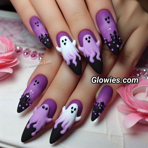 Gothic Darling Ghosts Nails, Nail Art, Nails, Purple, Art, Nail Arts