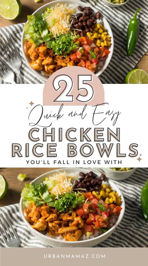 Rice Bowls Lunch Meal Prep, Healthy Easy Bowl Recipes, Dinner Bowls Chicken, Grilled Chicken And Rice Bowls, Yum Yum Bowl Recipe, Chicken Bowl Recipes For Dinner, Chicken Thigh Bowls Healthy, Recipes For Bowl Meals, Chicken Satay Rice Bowl