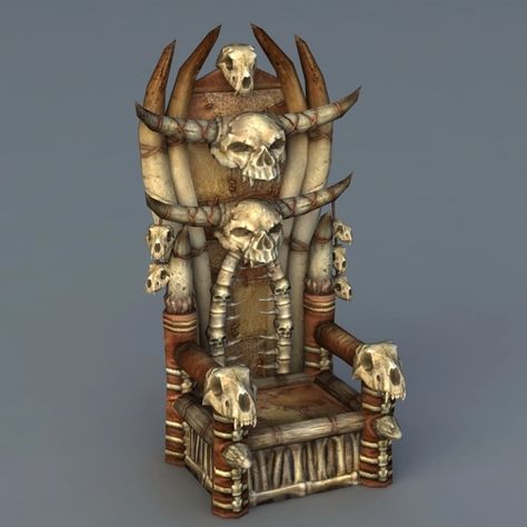 Skull Throne Chair 3d model preview Skull Throne, Fantasy Furniture, Gothic Furniture, Brothers In Arms, Throne Chair, Fantasy Props, Throne Room, Fantasy Art Landscapes, 3d Modelling