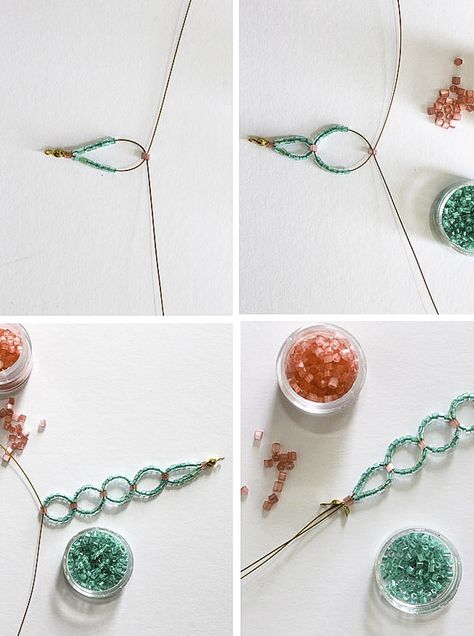 DIY Seed Bead Circle Bracelet - closure with crimp & side-hinge calotte  . . .  ღTrish W ~ http://www.pinterest.com/trishw/  . . . #handmade #jewelry #beading Beads, Bracelets With Beads, Circle Bracelet, Beaded Chain, Seed Bead, Thread, Pendant Necklace, Bracelet, Chain