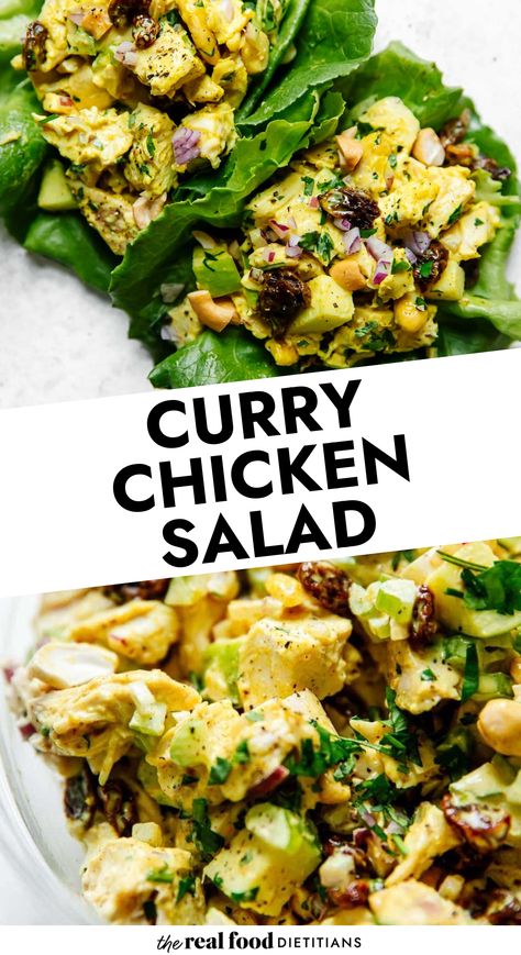 With Indian-inspired flavors, this Curry Chicken Salad is delicious and nutritious. Easily made with antioxidant-rich curry powder, crispy vegetables, and crunchy cashews, this is one salad you’ll want to make again and again. Enjoy as a sandwich with gluten-free bread or in lettuce wraps to be Whole30-friendly curry chicken salad. Curry Chicken Salad Recipe, Chicken Mayonnaise, Curry Dressing, Curry Chicken Salad, Chicken Curry Salad, Summer Picnics, Chicken Salad Recipe, Salad Wraps, Chicken Salad Sandwich