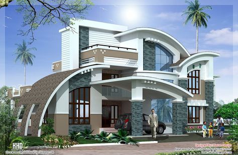 Casa Club, Home Designs Exterior, Plan Villa, Kerala House Design, Kerala Houses, Unusual Homes, Model House Plan, Unique House Design, Contemporary Style Homes