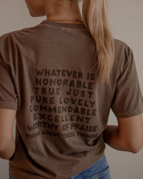 FOCUS ON THE GOOD🤎 Scripture Clothing, Shirts To Make, Christian Shirts For Women, Christian Clothes, Christian Graphic Tees, Jesus Clothes, Ask God, Focus On The Good, Looks Country