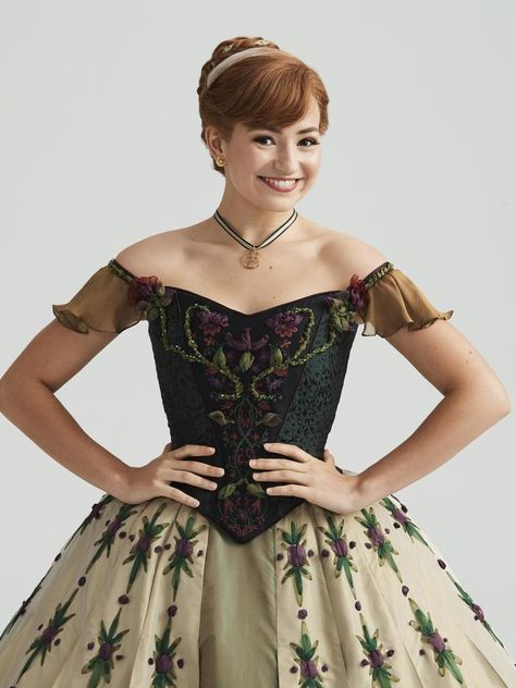 Frozen The Musical, Big Ball Gowns, Princess Anna Costume, Frozen On Broadway, Anna Coronation Dress, Frozen Musical, Musical Theatre Costumes, Princess Academy, Coronation Dress