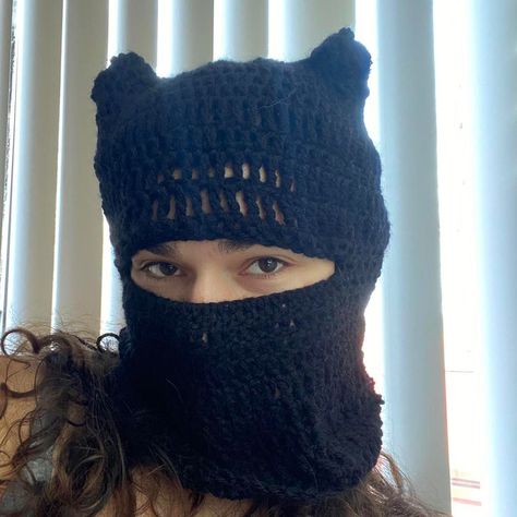 Cat Balaclava, Crochet Black Cat, Bear Cat, Crochet Teddy Bear, Crochet Teddy, Ski Mask, Creative Mind, Black Crochet, Crochet Ideas