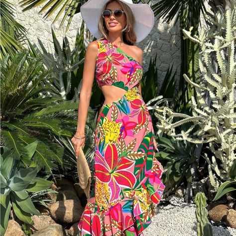 Super Cute And Stylish Ships In 5-10 Business Days Tropical Gala Dress, Luau Attire Women, Cuban Outfit Havana Nights, Havana Nights Outfit Women, Miami Party Outfits, Havana Nights Party Attire Women, Tropical Party Outfit, Luau Outfits, Tropical Vacation Outfits