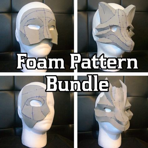 Wolf Dog Dragon Phantom Opera Masquerade Mask Foam Patterns Mask Patterns, Eva Foam Wolf Mask, Mask Pattern Sewing, Dragon Mask Template, Wolf Mask Template, Papercraft Mask, Dragon Mask Diy, Eva Foam Mask, Cool Masks Designs Ideas