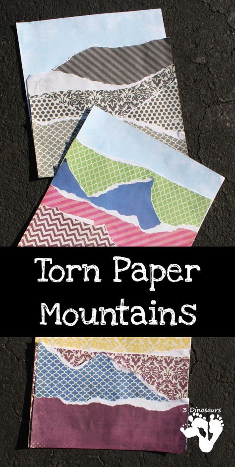 Mountain Crafts For Kids, Geology Homeschool, Paper Mountains, Land Forms, Mountain Crafts, Recycling For Kids, Paper Craft For Kids, American Landmarks, 3 Dinosaurs