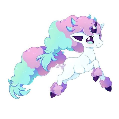 Galarian Ponyta And Rapidash, Cotton Candy Unicorn, Galarian Ponyta, Pastel Cotton Candy, Pokemon Sleeves, Ponyta Pokemon, Fairy Type Pokemon, 150 Pokemon, Baby Pokemon