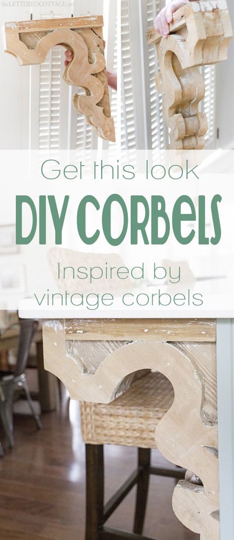 DIY Vintage-Inspired Corbels | pattern and tutorial on Remodelaholic.com #corbel #decorate #diy #woodwork Vintage Corbels, Diy Corbels, Casa Clean, Make Furniture, Diy Holz, Hus Inspiration, Décor Diy, Diy Vintage, Diy Home Decor Projects