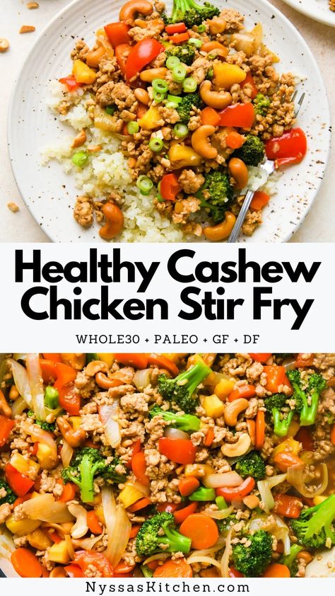 Simple Stir Fry Sauce, Healthy Cashew Chicken, Cashew Stir Fry, Cashew Chicken Stir Fry, Simple Stir Fry, Gluten Free Dairy Free Dinner, Chicken Cashew, Stir Fry Sauce Easy, Chicken Cashew Stir Fry