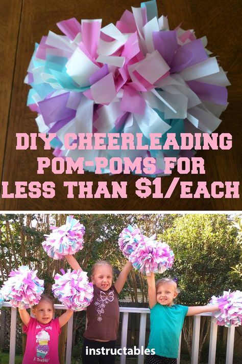 Cheer Crafts For Kids, Diy Cheerleader Costume, Cheerleading Diy, Cheerleading Pom Pom, Cheerleader Birthday Party, Cheerleading Crafts, Diy Pompoms, Cheer Birthday Party, Cheerleader Birthday