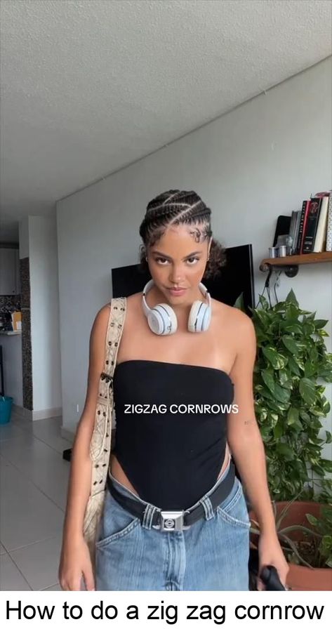 Zig Zag Braids: A Lesson in Style!  #natural #hair #styles Zig Zag Cornrows Braids, Zig Zag Braids, Zig Zag Cornrows, Afro Hairstyles Women, Zig Zag Braid, Style Natural Hair, Cornrow Braid Styles, Short Afro Hairstyles, Natural Hair Ideas