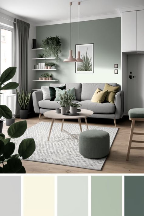 Living Room Color Combination, Green Living Room Decor, Grey Sofa Living Room, Room Color Combination, Color Palette Living Room, Living Room Wall Color, Room Wall Colors, Living Room Color Schemes, Room Color Schemes