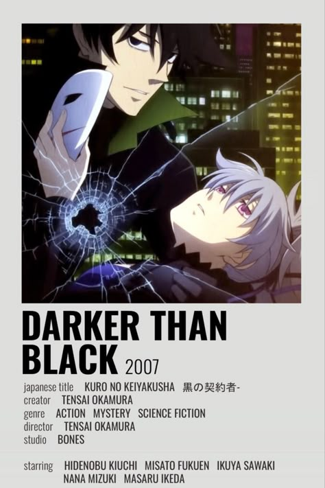 Darker Than Black Minimalist Poster! Darker Than Black Anime, Anime Info, Darker Than Black, Animes To Watch, Black Minimalist, Anime To Watch, Anime Watch, Anime List, Anime Recommendations