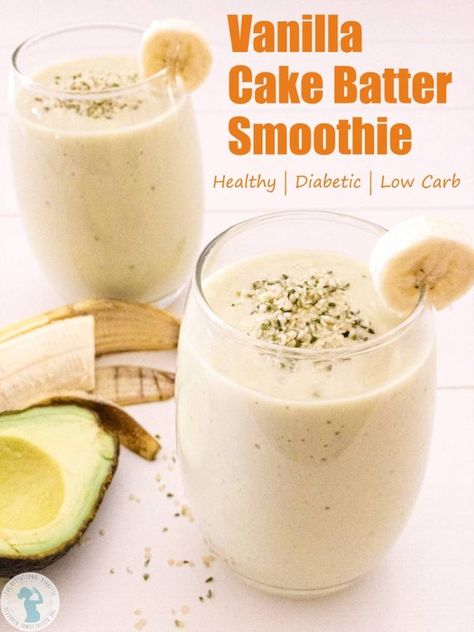 Low Carb Banana Smoothie, Cake Batter Smoothie, Bariatric Desserts, Low Carb Smoothie, Blend Jet, Eyes Bigger, Low Carb Milk, Banana Smoothie Healthy, Smoothie Shop