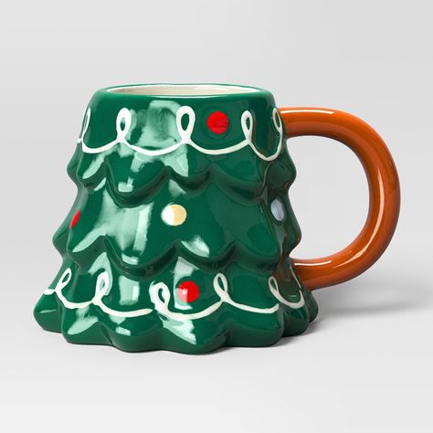 14.3oz Holiday Earthenware Christmas Tree Mug - Wondershop™ | Target Target Christmas, Tree Mug, Target Gifts, Cane Handles, Mugs For Men, Meowy Christmas, Holiday Dining, Christmas Trends, Christmas Dining