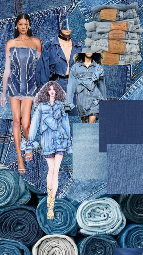 #myfirstshuffle Denim Inspiration Board, Create Mood Board, Fashion Illustration Hair, Retro Futurism Fashion, Sewing Upcycle, Fashion Study, Moda Denim, Fashion Illustration Sketches Dresses, Fashion Forecasting