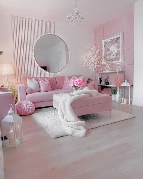 Girly Living Room, Tattoo Modern, Pink Living Room Decor, White Lantern, Picture Pink, Girly Apartment Decor, Pink Furniture, Sofa White, Lantern Candle