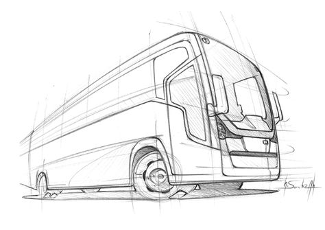 Transportation by Renan Socbzak at Coroflot.com Bus Sketch, Skeleton Sketch, Bus Drawing, Bus Art, Perspective Art, Industrial Design Sketch, Car Design Sketch, Car Sketch, Truck Design