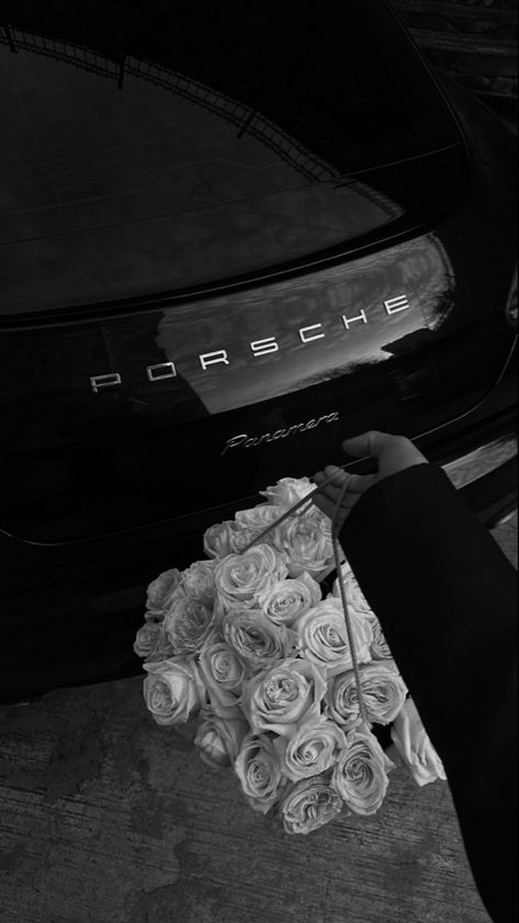 porsche , flowers , porsche aesthetic , car wallpaper , car , porsche panamera , black and white , black and white aesthetic , black and white wallpaper , black car , flowers aesthetic , bouquet , photography Black Porsche, Dark Feminine Aesthetic, Gray Aesthetic, Luxury Aesthetic, Classy Cars, Black And White Wallpaper, Porsche Panamera, Black And White Aesthetic, Black Aesthetic Wallpaper