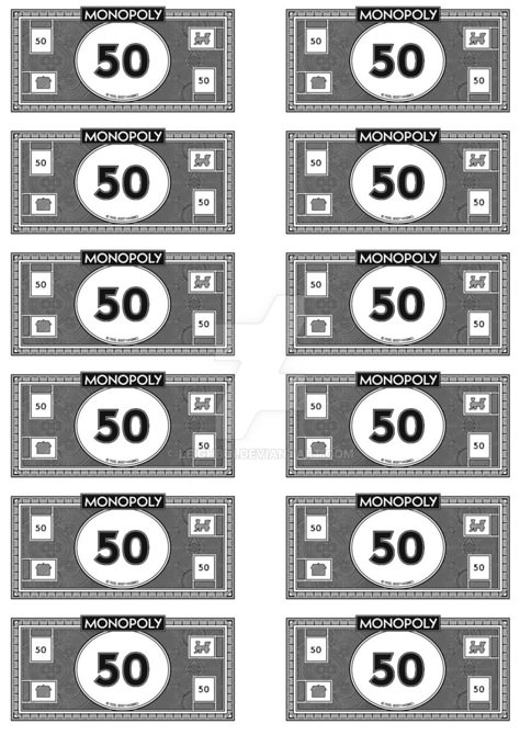 Monopoly Money - 50's by Leighboi on DeviantArt Printable Play Money, Custom Monopoly, Monopoly Cards, Harry Potter Monopoly, Board Game Template, Free Gift Certificate Template, Money Template, Board Games Diy, Monopoly Money