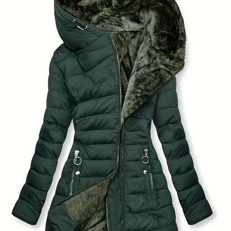 Get Free Gifts Black Puffer Jacket, Winter Outerwear, Puffer Jacket Women, Black Puffer, Padded Coat, Winter Jackets Women, Winter Coats Women, Hooded Coat, Casual Street Style