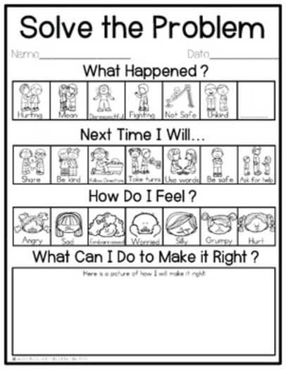 A tool to help students reflect on their behavior and develop a plan for making things right.

Image: A picture of a student writing on a reflection Behavior Reflection Sheet Kindergarten, Behavior Reflection Sheet Elementary, Behavioral Therapy For Kids Activities, Kindergarten Problem Solving Activities, Restorative Practices School, Behavior Reflection Sheet, Think Sheet, Restorative Practices, Behavior Reflection