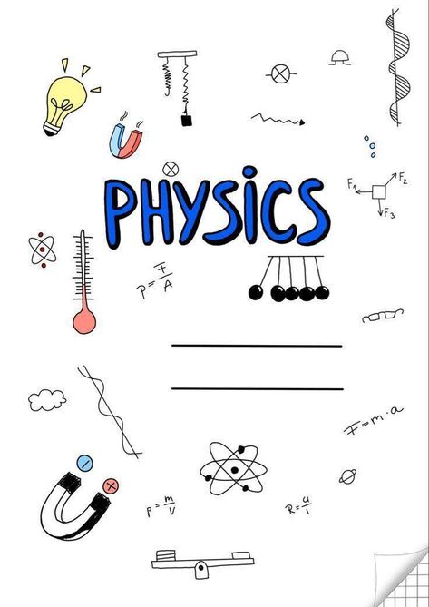 Physics Notebook Design, School Book Covers Physics, Physics Assignment Front Page Design, Science Symbols Art, Physics File Cover Ideas, Physics Project Front Page Ideas, Physics Notebook Cover, Physics Cover Page Design, Physics Calligraphy