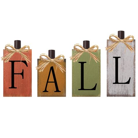 PRICES MAY VARY. Fall decorations for home - The Fall Signs with the letter, which give your home a Thanksgiving Day touch,and the eye catching signs will attract and surprise your guests.They will make a great addition to your Thanksgiving party, Fall decor! Wide Application - This Fall Decor Set is perfect for decorating your tiered trays,table,cabinets,risers,shelves,kitchen island or anywhere you want to display them in Fall style. Sturdy - The Fall Decor Signs are made of quality wood mater Fall Lights, Fall Decor Signs, Fall Blocks, Fall Decorations For Home, 3d Pumpkin, Lights Decor, Fall Table Centerpieces, Thanksgiving Signs, Vintage Farmhouse Style