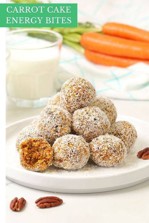 Carrot Balls, Energy Bites Recipe, Energy Bites Healthy, Domestic Geek, Energy Bites Recipes, Baked Carrots, Bake Recipes, Healthy Bites, Snack Attack