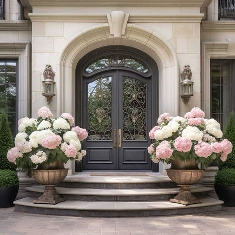 French Chateau Front Entrance, Luxury Houses Entrance, Beautiful Front Doors, Dream Life House, Home Entrance, Front Steps, Front Door Design, Dream House Rooms, Front Elevation