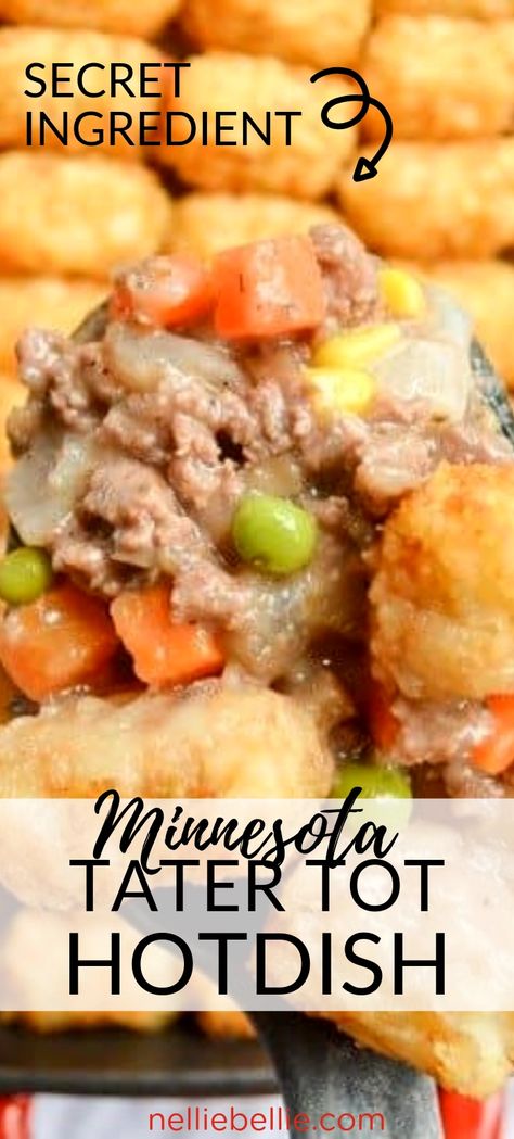 Healthy Tater Tot Hotdish, Turkey Trot Tater Tot Hotdish, Tatertots Casserole Hamburger, Healthy Hotdish Recipes, Hamburger Hotdish Recipes, Tatortot Hotdish, Healthy Tater Tot Casserole, Hot Dish Recipes, Minnesota Hot Dish