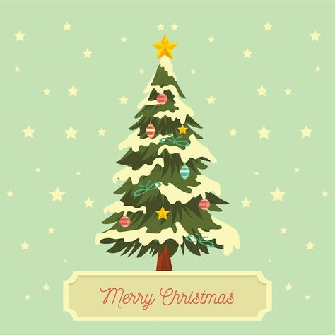 Vintage christmas tree | Free Vector #Freepik #freevector #christmas-tree-cartoon #christmas-tree #retro-christmas #arbol-navidad Cartoon Christmas Tree, Christmas Graphic Design, Christmas Tree Collection, Holiday Graphics, Christmas Tree Graphic, Graphic Design Cards, Snow Much Fun, Christmas Graphics, Tree Illustration