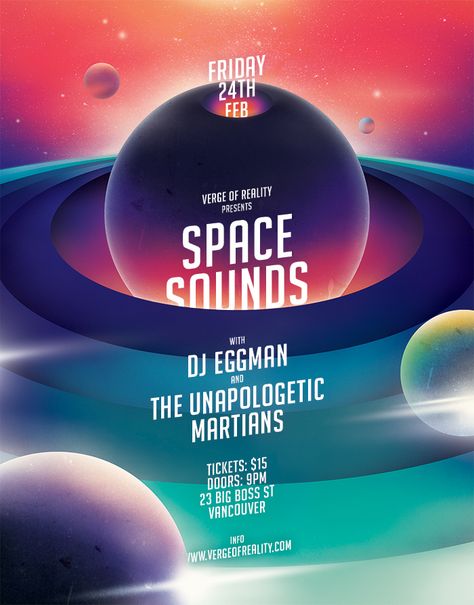 Space Sounds Party Flyer on Behance 타이포그래피 포스터 디자인, Event Poster Design, Space Poster, Behance Project, Event Flyer, Gig Posters, Event Poster, Creative Advertising, Party Flyer