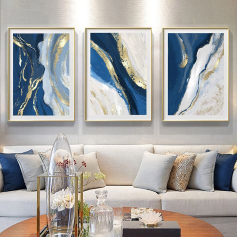 PRICES MAY VARY. Title: Abstract Blue and Gold Wall Art Blue Abstract Paintings White Blue Gold Foil Abstract Prints for Living Room Decor Blue and Gold Marble Canvas Wall Art Blue Gold Pictures Wall Decor 16x24inx3 No Frame. Product Type: Categories > Wall Art > Posters & Prints Navy Blue And Ivory Living Room Decor Ideas, Blue And White And Gold Living Room, Navy Blue Beige And Gold Living Room, Grey Gold And Blue Living Room, White Blue Living Room Ideas, Beige Navy Living Room, Royal Blue Room Aesthetic, Blue And Gold House Decor, Denim Blue Living Room