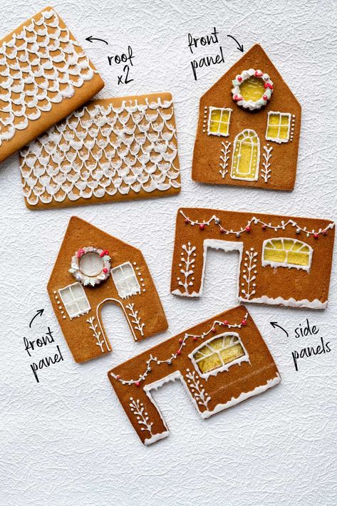 Follow my easy Gingerbread House recipe and extensive tips to bake, construct and decorate your own festive gingerbread house every Christmas #gingerbreadhouse Cabin Gingerbread House, Easy Gingerbread House, Homemade Gingerbread House, Easy Gingerbread Cookies, Gingerbread House Recipe, Easy Gingerbread, Ginger House, Mini Gingerbread House, Gingerbread House Designs