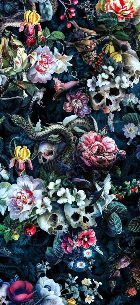 Spooky Flowers, Goth Garden, Garden Wallpaper, Flowers Wallpaper, Flower Wallpaper, Phone Wallpaper, Floral Wreath, Wallpapers, Flowers